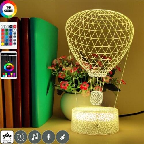 Lovely LED Desk Lamp Hot Air Balloon Baby Room Night Light 3D Color Changing Nightlight Hotel Party Atmosphere Decor Kids Gift