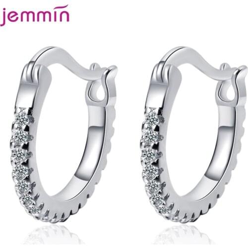 New Fashion Ear Hoops 925 Sterling Silver Luxury Zircon CZ Hoop Earrings for Women Wedding Engagement Jewelry Gifts Accessories
