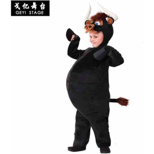 New Party Halloween Costume Boys Children Toddler Animals Black Bull Ferdinand Cosplay Carnival Costume Cartoon Jumpsuits