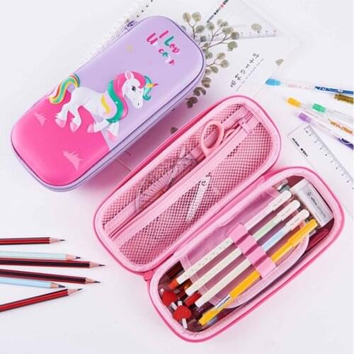 3D Cartoon Pencil Case Cute Kawaii EVA Waterproof Unicorn Rabbit Stationery Pencil Bag School Supplies Large Capacity Pencil Box