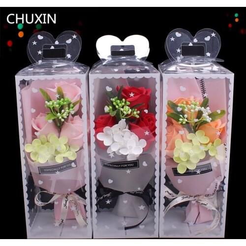 Valentines Day Gift Artificial Flower Rose Gift Box Soap Flower Hand-held Box New Year Confession Present With Packaging