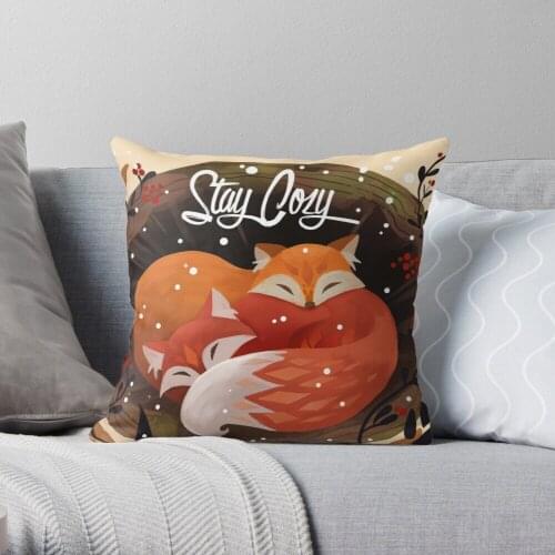 Pillowslip Stay Cozy Throw Pillow 100% Cotton Decor Pillow Case Home Cushion Cover 45*45cm