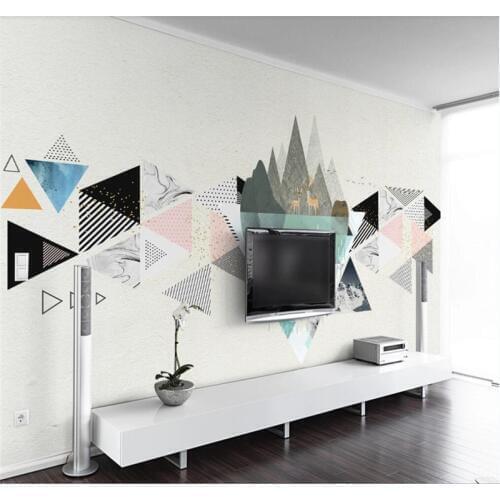 Custom wallpaper Nordic modern minimalist personality geometric elk TV background wall-high-end waterproof material