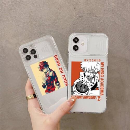 My hero academia boku Phone Case Transparent Camera Protection for iPhone 12 11 8 7 se 2020 mini pro X XS XR MAX Plus