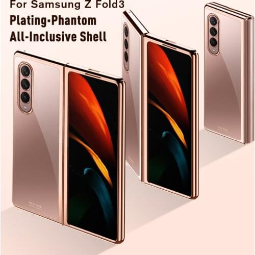 Transparent Electroplate Frame Case For Samsung Galaxy Z Fold 3 Ultra-thin Full Protection Back Cover For Z Fold3 ZFold3 Coque