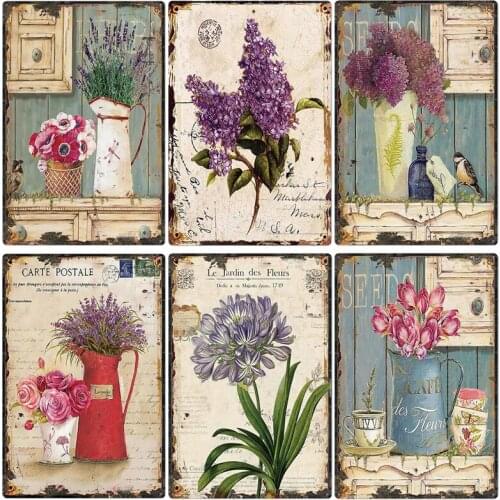 Garden Flower Metal Sign Vintage Poster Metal Plates for Pub Bar Home Wall Decor Retro Flowers Plaque Tin Signs Gift