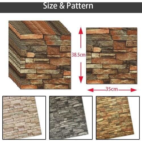 20Pcs 3D Retro Brick Pattern Self-Adhesive Wall Stickers PVC Ceiling Sticker Foam Wallpaper for Living Room Bedroom Home Decor