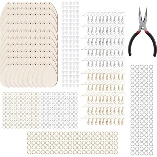 Large Pack Handmade Unfinished Wooden Earrings Teardrop Round Painting Blank Pendant Earring Making Jewelry Supplies Kit