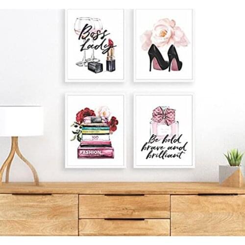Unframed Modern Fashion Woman Art Lady Inspirational Quotes High Heal Watercolor Art Print Inspirational Wall Art Room Decor