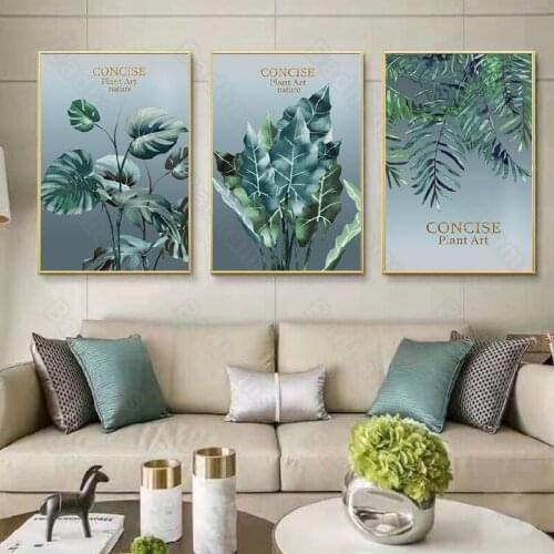 Modern Decoration Home Nordic Style Simple Waterproof Ink Painting Triple Combination Hanging Painting Living Room Canvas Mural