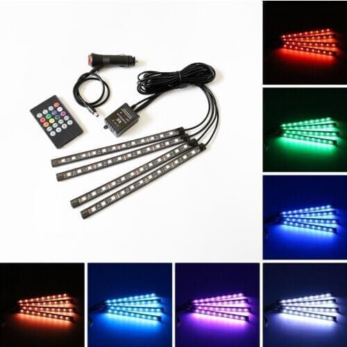 LED Car Light Ambient Lamp With USB Wireless Remote Music Control Multiple Modes APP Auto Interior Decorative Lights