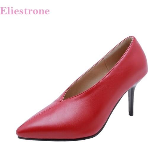 Hot Autumn Brand New Sexy Red Black Women Nude Pumps High Heels Lady Dress Shoes BKA4 Plus Big Small Size 30 11 43 46 48