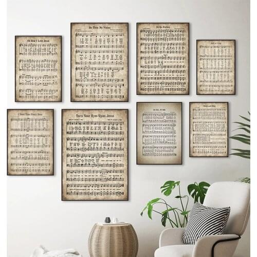 I Surrender Vintage Sheet Music Poster Canvas Art Print Antique Hymn Bible Verse Quote Painting Picture Christian Art Decoration