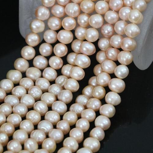 High grade 9-10mm natural freshawater cultured orange round pearl charms diy loose beads jewelry 15inch B1397