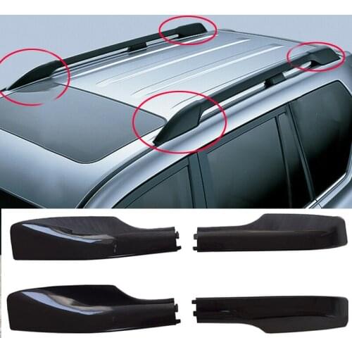 Black Silver Roof Rack Bar Rail End Replacement Cover Shell 4PCS For Toyota Land Cruiser LC200 FJ200 2008- 2016 2017 2018 2019
