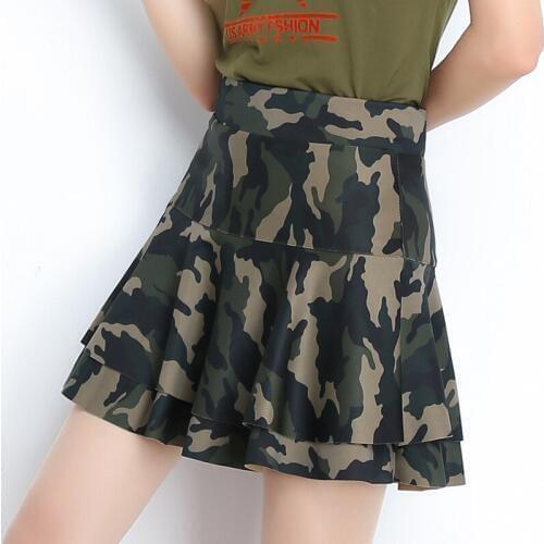 Women Pleat Double-layer Skirt Harajuku Solid Mini Skirts Ladies Fashion Jupe Elastic High Waist Safety Skirt Faldas Loose 2020