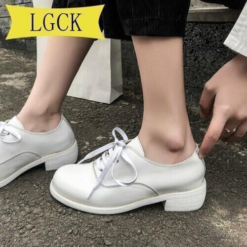 Plus Size 34-44 British Thick sole Women Loafers Black Leather Casual Flat Shoes Woman Round toe Platform Shoes luxury designer