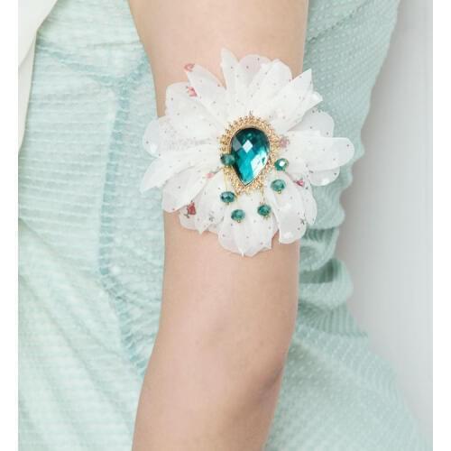 Womens Statement Armlet Boho Chiffon Flower Bow Dot Love Crystal Stone Drop Lace Dance Bridal Party Arm Band Armband Bracelet