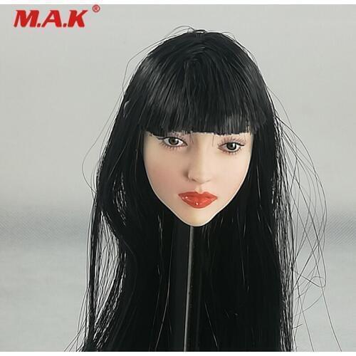 1/6 Scale Long Black Straight Hair Female Lin Sister Head Sculpt Carved Model For Pale PHicen Tbleagure figure Body Accessory