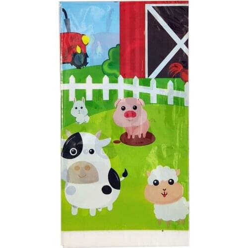 1pcs Disposable Table Cover Tablecloth Party Supplies Kids Boys Children Farm Animal Cow Piggy Sheep Birthday Baby Shower Deco