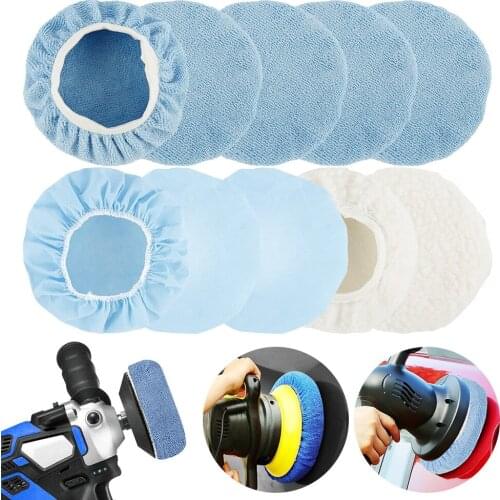 10pcs Car Polisher Hat Car Wash Microfiber Cloths Non-woven Fabric Plush Brushes Set Auto Polishing Pad Car Wash Cleaning Tools