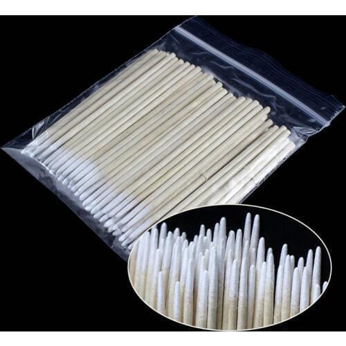 100PCS Short Wood Handle Small Pointed Head Cotton Swab Eyebrow Tattoo Beauty Makeup Color Nail Seam Dedicated Dirty Picking