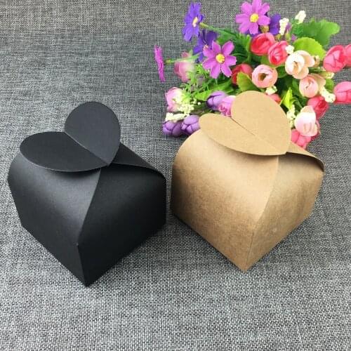 500PCS Brown Kraft Gift Boxes Paper Heart-shaps Box Blank Jewelry Box DIY Packaging Boxes For Jewelry/Cake/Candy/Gifts/Crafts