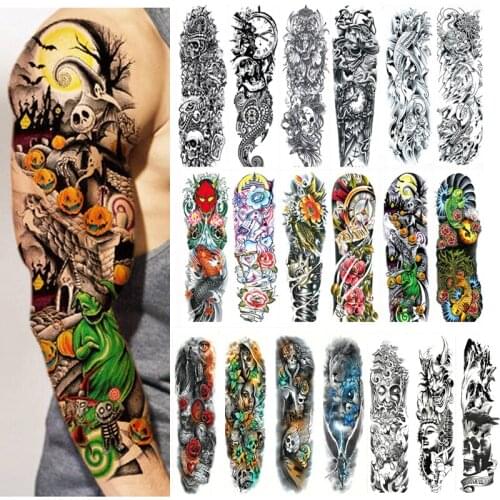 6-20Pcs Men Big Arm Sleeve Temporary Tattoo Waterproof Tattoo Stickers Women Body Art Temporary Tatto Girl Eye Tattoo Stickers