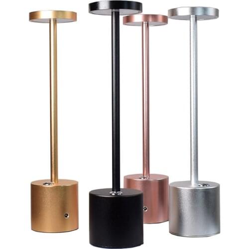 Aluminium LED Dining Table Lamp Rechargeable Modern Cordless Touch Sensor Restaurant Bar Table Light For Reading Bedside