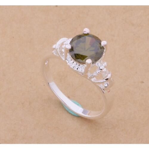 AR081 Fashion Jewelry Silver Color Gifts Popular Rings For Women Slippy Dark Green Stone /aevaiwca Avnajmua