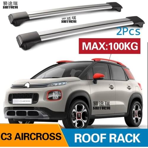 2Pcs Roof bars For Citroen C3 AIRCROSS 2018+ 2019 2020 Aluminum Alloy Side Bars Cross Rails Roof Rack Luggage CUV SUV LED