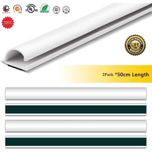 White/Black D Channel Cable Raceway,On-Wall Cable Concealer Cord Cover Wire Hider,Self-Adhesive Cable Management Kit,Hide Wires