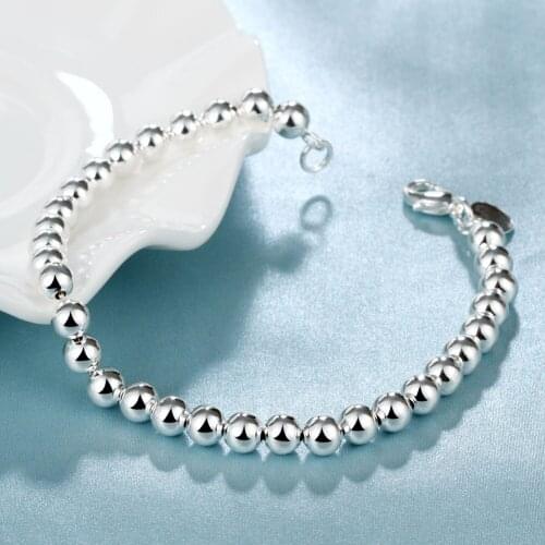 Hot fashion classic 4mm beads chain 925 sterling silver Bracelets for woman man Wedding party Christmas Gifts brands Jewelry