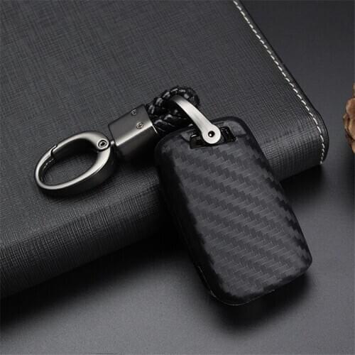 Carbon Fiber Pattern Car Key Cover with PU Leather Braid Woven Car Key Holder for VW Polo Golf 7 MK7 Tiguan For Skoda For Seat