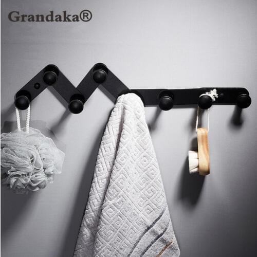 Black Antique Finish Bathroom Towel Hook Wall Hook Door Hanger Clothes Robe Hook Multi-function Telescopic 4 / 6 /8 Hooks
