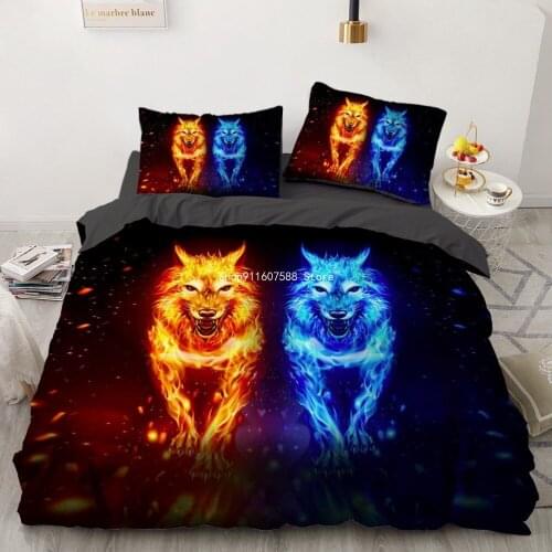 Design 3D Wolf Pattern Bedding Set Soft Comforter Covers Luxury Duvet Quilt Cover Sets Single Home Textile With Pillow Shams