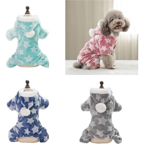Fleece Dog Pajamas Jumpsuit Winter Dog Clothes Star Pattern Warm Jumpsuits Coat for Small Dogs Puppy Dog Cat Clothing Jumpsuits