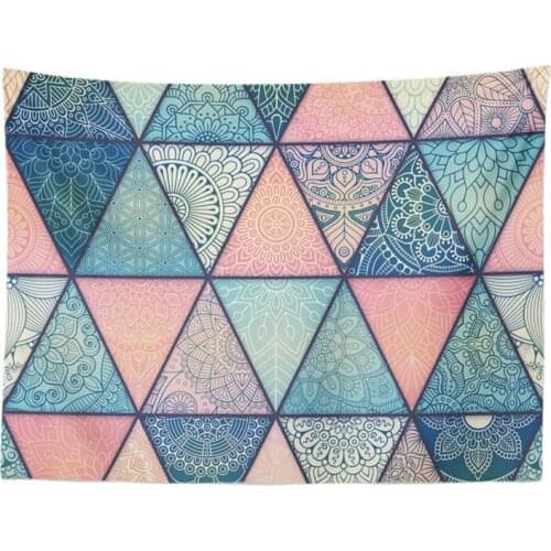 Geometry India Mandala Tapestry Modern Abstract Printed Wall Carpet Macrame Wall Cloth Psychedelic Circle Hexagon Wall Hanging