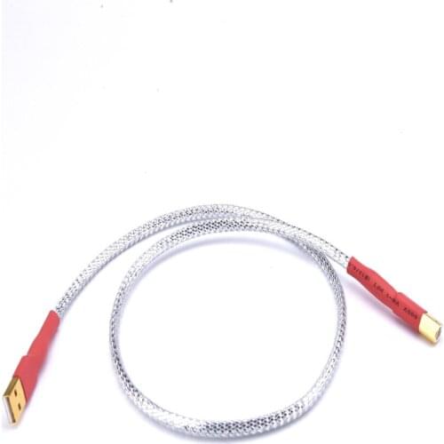 Hi-END Type A to Type B USB 2.0 Cable, HIFI 5NOCC Single Crystal Silver USB Audio Cable, Hifi Data Cable DAC
