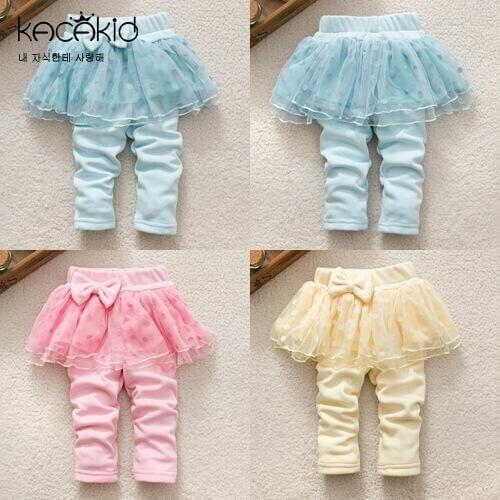 KACAKID Freeshiping Winter Children Girl Pants Lace Bownot Kids Children Girl Pants Colors Tutu Baby Children Girls Pants Ka3149