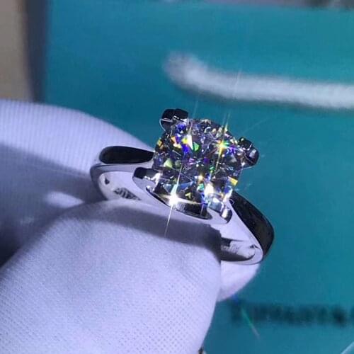 Pure 18K White Gold Ring 1ct 2ct 3ct Moissanite Diamond jewelry Ring Classic Wedding Engagement Anniversary Ring For Women