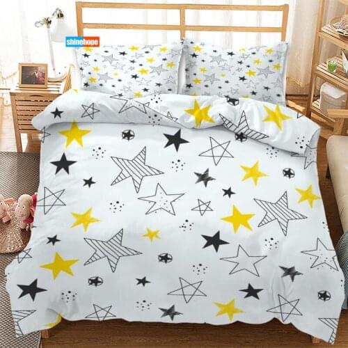 3 Pcs Luxury Duvet Cover Set Fashion Five-Pointed Star Pattern Bedding Sets Comforter Duvet Cover Pillowcase Home Textiles
