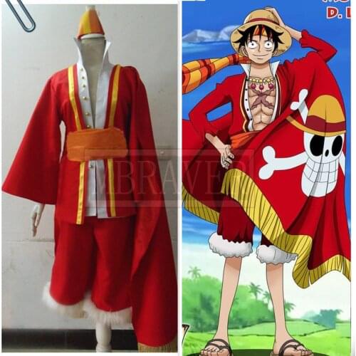 One Piece 15th Anniversary Monkey D Luffy Cosplay Costume Full Set With Hat Custom Made