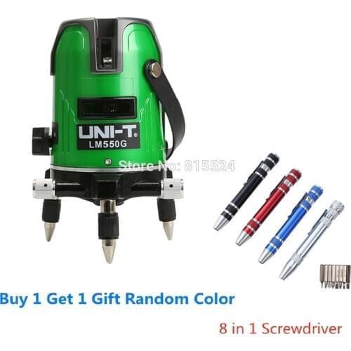 UNI-T LM550 LM550G Laser Levels Self-leveling 360 Rotatable 5 Lines Horizontal And Vertical Red Green Laser Level