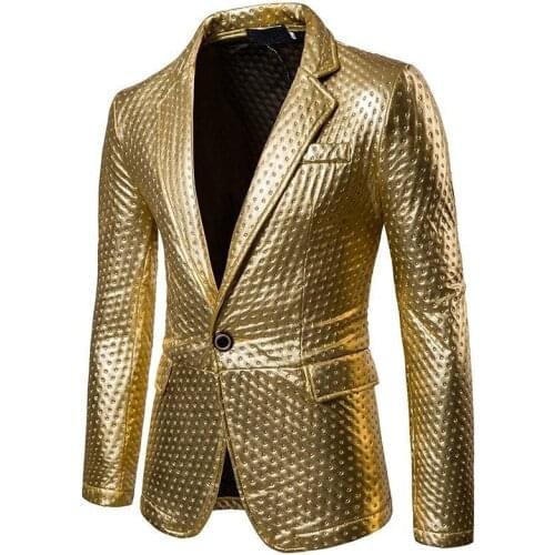 Men Coat & Blazer men stage tuxedos Gold Silver blazer Jacket men Coat for wedding Slim fit Casual Dot embossing