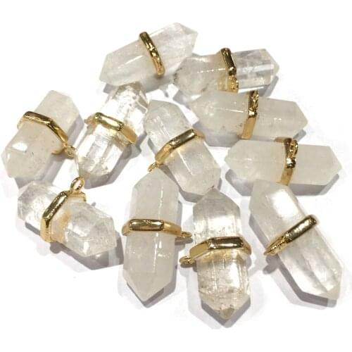 Natural Stone Irregular Clear Quartz Pendant Necklace Charms Pendant for Jewelry Making DIY Necklace Size 35x20mm