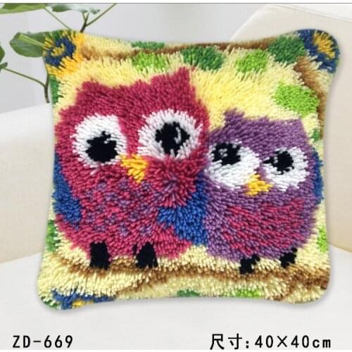 Oneroom Animal owl dog bear Cartoon Latch Hook kits pillow cover hand craft embroidery DIY Crocheting handmade needlework
