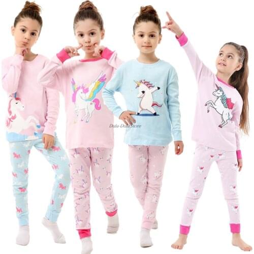 Baby Kids Pajama Unicorn Full Sleeve Girls Nightwear Cotton Toddler Girls Pyjama Cartoon Children Sleepwear Comfortable Pijama