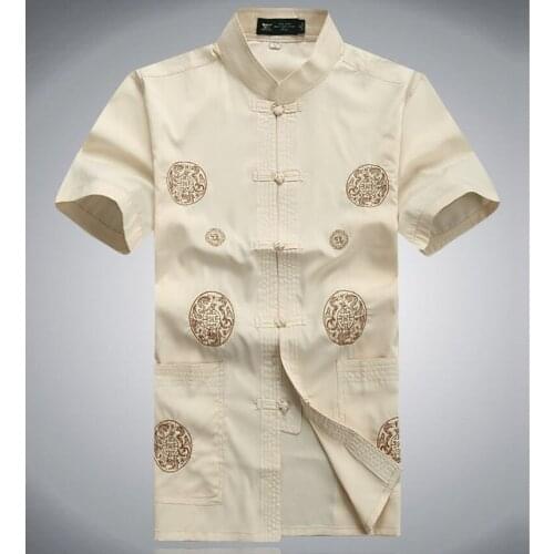 Beige Brand New Arrival Chinese Traditional Mens Embroider Dragon Kung Fu Shirts Tops S M L XL XXL 3XL MS2015012