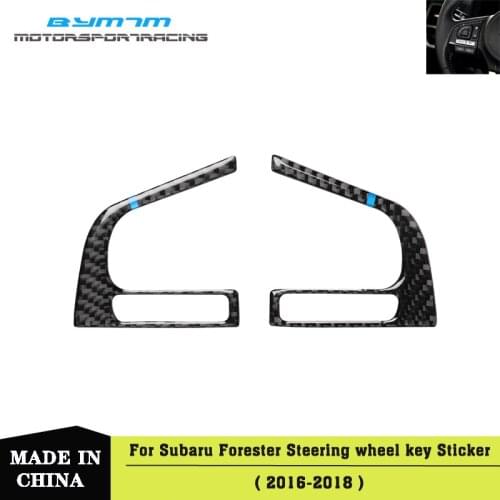 Blue Real Carbon fiber Steering wheel button sticker interior Car accessories For Subaru Forester 16-18